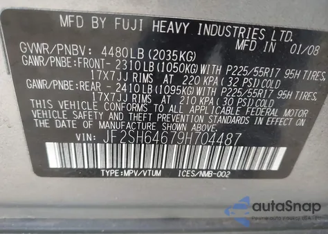 2009 Subaru Forester 2.5X L.l. Bean Edition z USA, uszkodzony, nr VIN JF2SH64679H704487